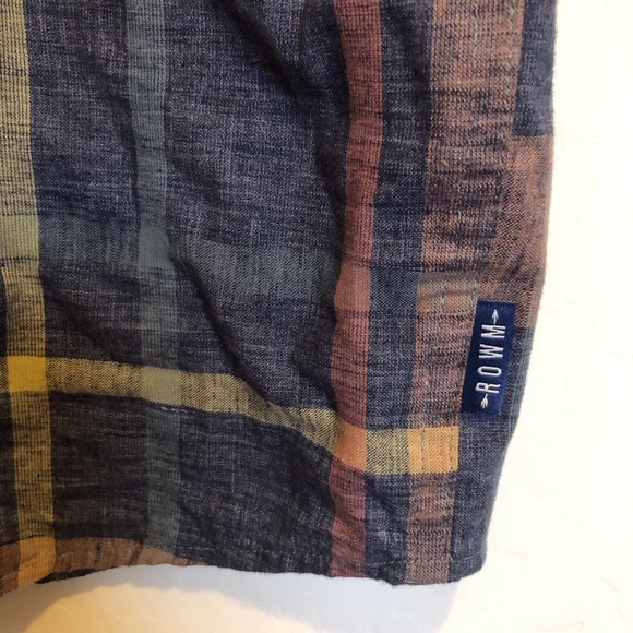 ROWM Mens Button Up Plaid Shirt Size S In Denim Blue Tones Perfect For The Fall! - Picture 8 of 8